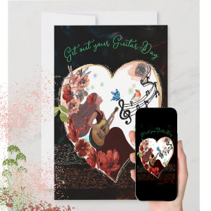 Cartão De Festividades Tire sua Guitarra Dia Escuro 