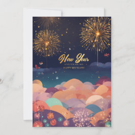 Cartão De Festividades Título: "Extravaganza de Ano Novo: Balão Brilhante