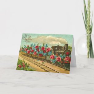 Cartão De Festividades To My Valentine Floral Train