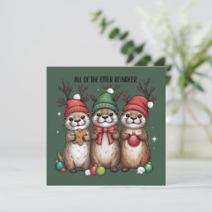 Cartão De Festividades Todas As Rena De Lontra Natal Animal Inverno 