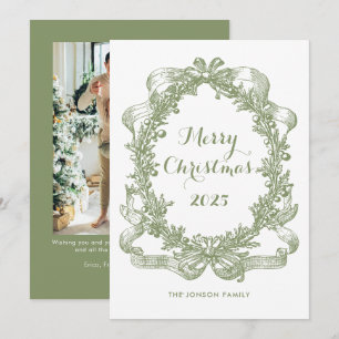 Cartão De Festividades Toile De Juoy Sage Natais vintages Verdes Foto