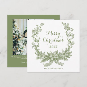 Cartão De Festividades Toile De Juoy Sage Natais vintages Verdes Foto