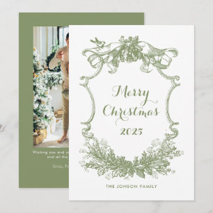 Cartão De Festividades Toile De Juoy Sage Natais vintages Verdes Foto