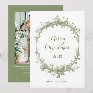 Cartão De Festividades Toile De Juoy Sage Natais vintages Verdes Foto