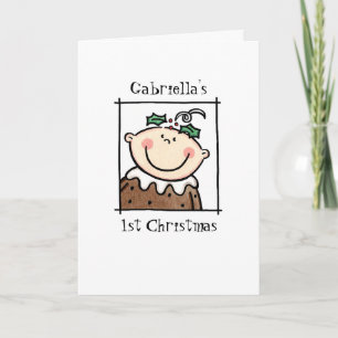 Cartão De Festividades Tom de Pele Personalizado Claro Primeiro Natal do