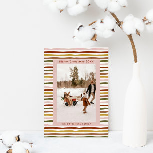 Cartão De Festividades Tons Terrosos Quentes Foto Boho Desenhada à Mão Na