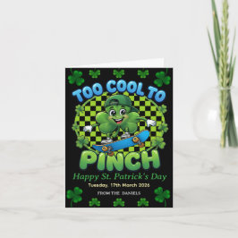 Cartão De Festividades Too Cool to Pinch Skateboard Shamrock St. Patricks