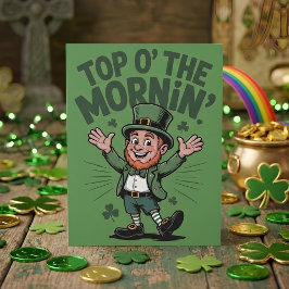 Cartão De Festividades Top O The Mornin Leprechaun Lucky Charm Art