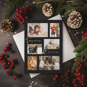 Cartão De Festividades Toque de Colagem de Fotos Holly Minimal