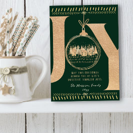 Cartão De Festividades Toque Festivo Clássico Verde e Dourado Simples “AL