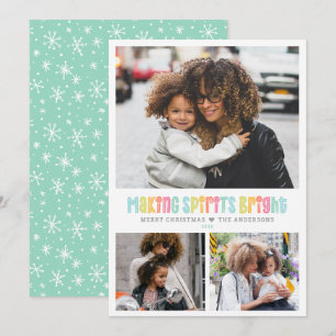 Cartão De Festividades Tornando Espíritos Brilhantes Múltipla Foto Natal