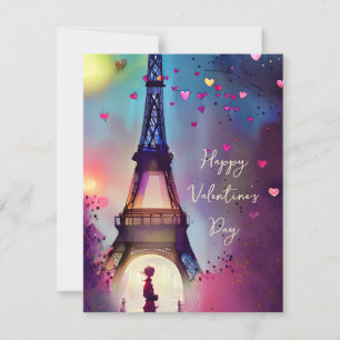 Cartão De Festividades Torre Eiffel em aquarela valentine Feriado