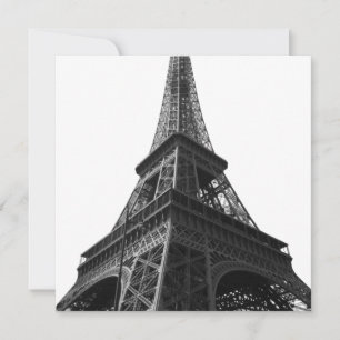 Cartão De Festividades Torre Eiffel Preta e Branca Viagem Europeia