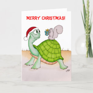 Cartão De Festividades Tortoise de Natal