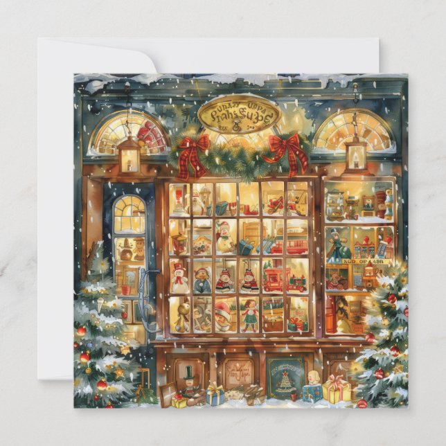 Cartão De Festividades Toy Shop Window Christmas Greeting Card (Frente)