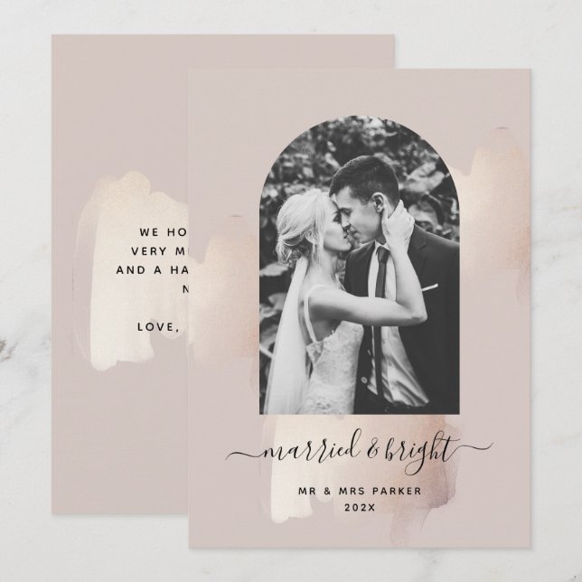 Cartão De Festividades Traço de Pincel Chic | Arco de Fotografias Casado  (Frente/Verso)