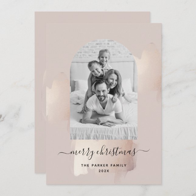 Cartão De Festividades Traço de Pincel Chic | Feliz Natal - Arch Hol (Frente/Verso)