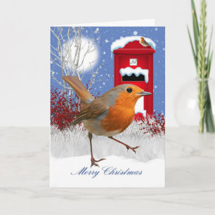 Cartão De Festividades Traditional Robin And Mail Box Christmas Card