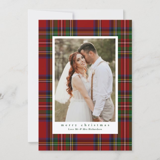 Cartão De Festividades Traditional Royal Stewart Tartan Plaid Photo (Frente)