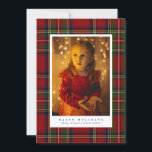 Cartão De Festividades Traditional Royal Stewart Tartan Plaid Photo<br><div class="desc">Traditional plaid pattern: festive red and green with touches of yellow gold and blue</div>