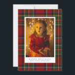 Cartão De Festividades Traditional Royal Stewart Tartan Plaid Photo<br><div class="desc">Traditional plaid pattern: festive red and green with touches of yellow gold and blue</div>