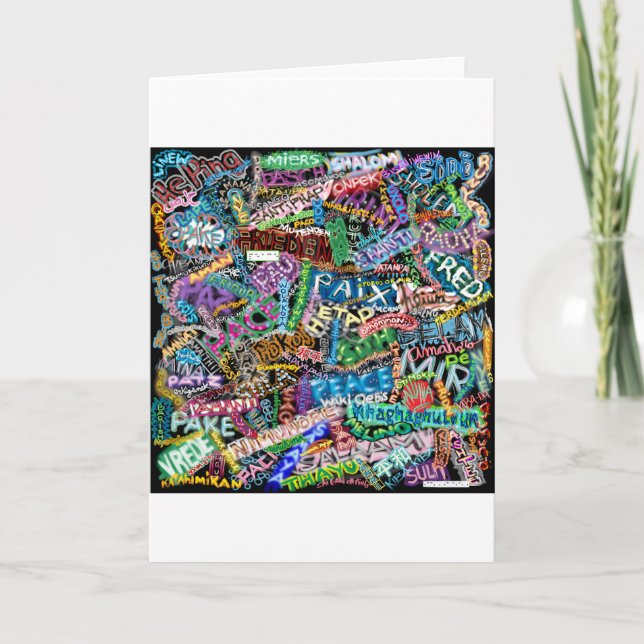 Cartão De Festividades tradução do international da paz dos grafites (Frente)