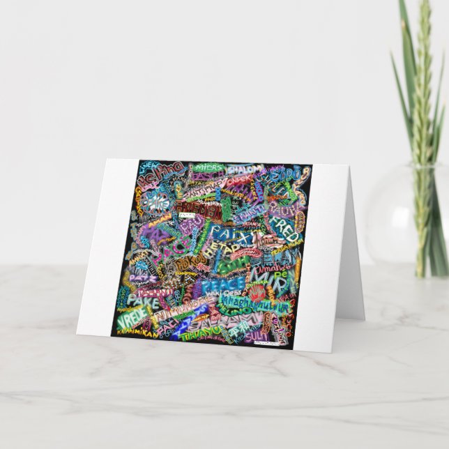 Cartão De Festividades tradução do international da paz dos grafites (Frente)