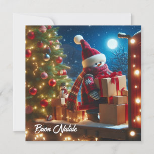 Cartão De Festividades transportador de árvore de Buon Natale trazendo pr