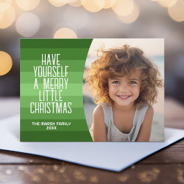 Cartão De Festividades Traseiros com Foto Curvada - Verde de Natal