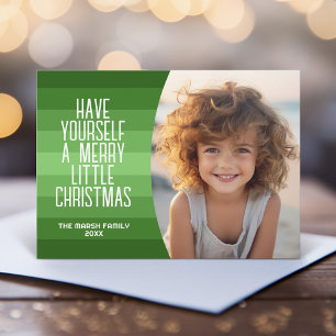 Cartão De Festividades Traseiros com Foto Curvada - Verde de Natal