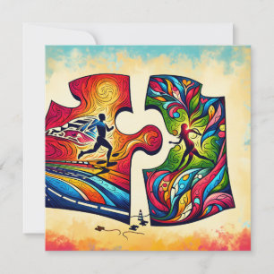 Cartão De Festividades Travesseiro Casal Abstrato Correndo Presente do Di