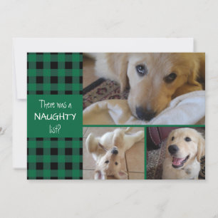 Cartão De Festividades TRAVESSO OU BONZINHO Plaid Verde FELIZ NATAL 3 Fot