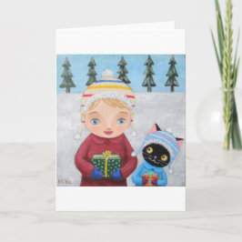 Cartão De Festividades Trazendo presentes