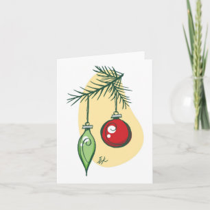 Cartão De Festividades Tree Ornaments holiday card by Madsahara