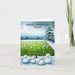 Cartão De Festividades Treinador de Futebol de Campo de Boneco de Neve