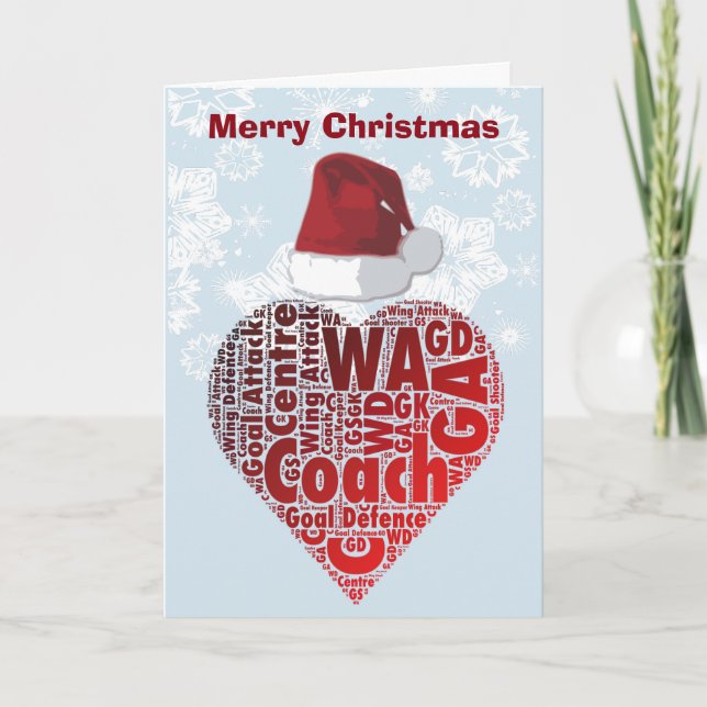Cartão De Festividades Treinador do Netball do coração do amor do Natal (Frente)