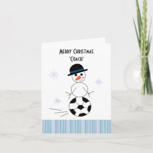 Cartão De Festividades Treinador do Snowman Soccer