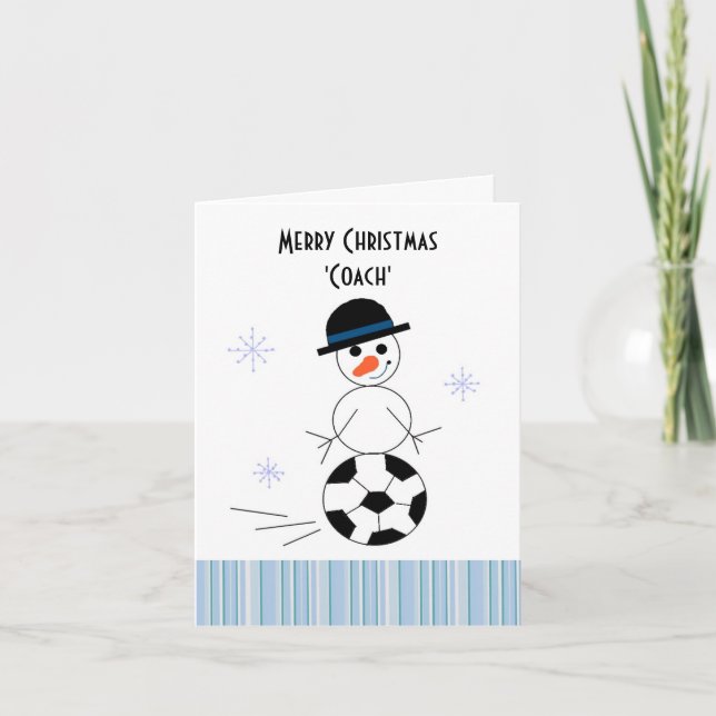 Cartão De Festividades Treinador Snowman Soccer (Frente)