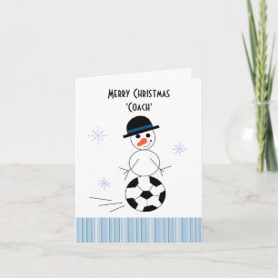 Cartão De Festividades Treinador Snowman Soccer