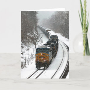 Cartão De Festividades Trem de Inverno