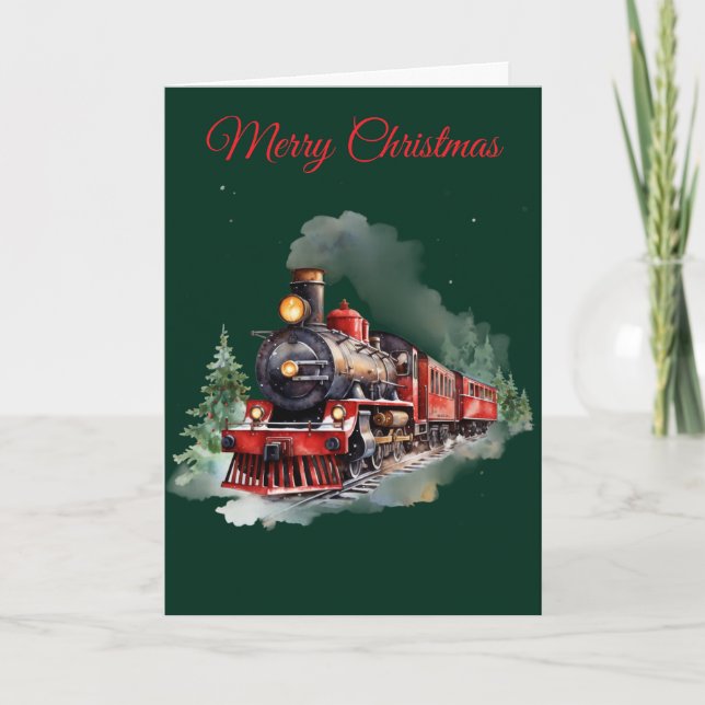 Cartão De Festividades Trem de Natal (Frente)