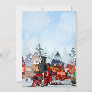 Cartão De Festividades Trem de Natal de inverno