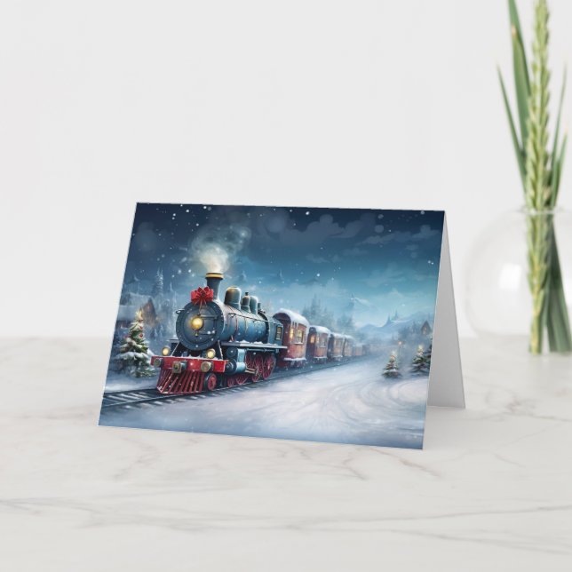Cartão De Festividades Trem do Natal (Frente)
