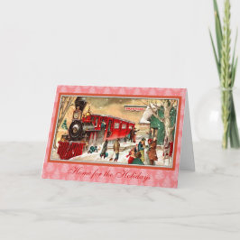 Cartão De Festividades Trem vermelho do natal vintage