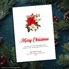 Cartão De Festividades Trendy Christmas Flowers Printable Greeting Card
