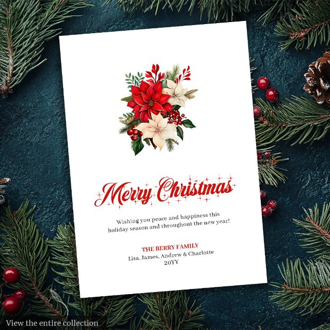 Cartão De Festividades Trendy Christmas Flowers Printable Greeting Card (Trendy Christmas Flowers Printable Greeting Card

)