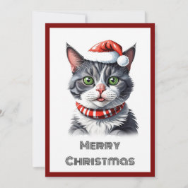 Cartão De Festividades Trendy Contemporânea Whimsical Cat Feliz Natal