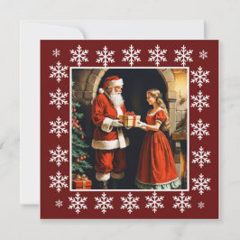 Cartão De Festividades Trendy Cute Colorful Vintage Rustic Santa Claus
