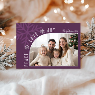 Cartão De Festividades Trendy Modern Dusty Plum Foto de Natal