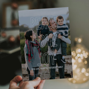 Cartão De Festividades Trendy Peace Love Joy Overlay Holiday Flat Card